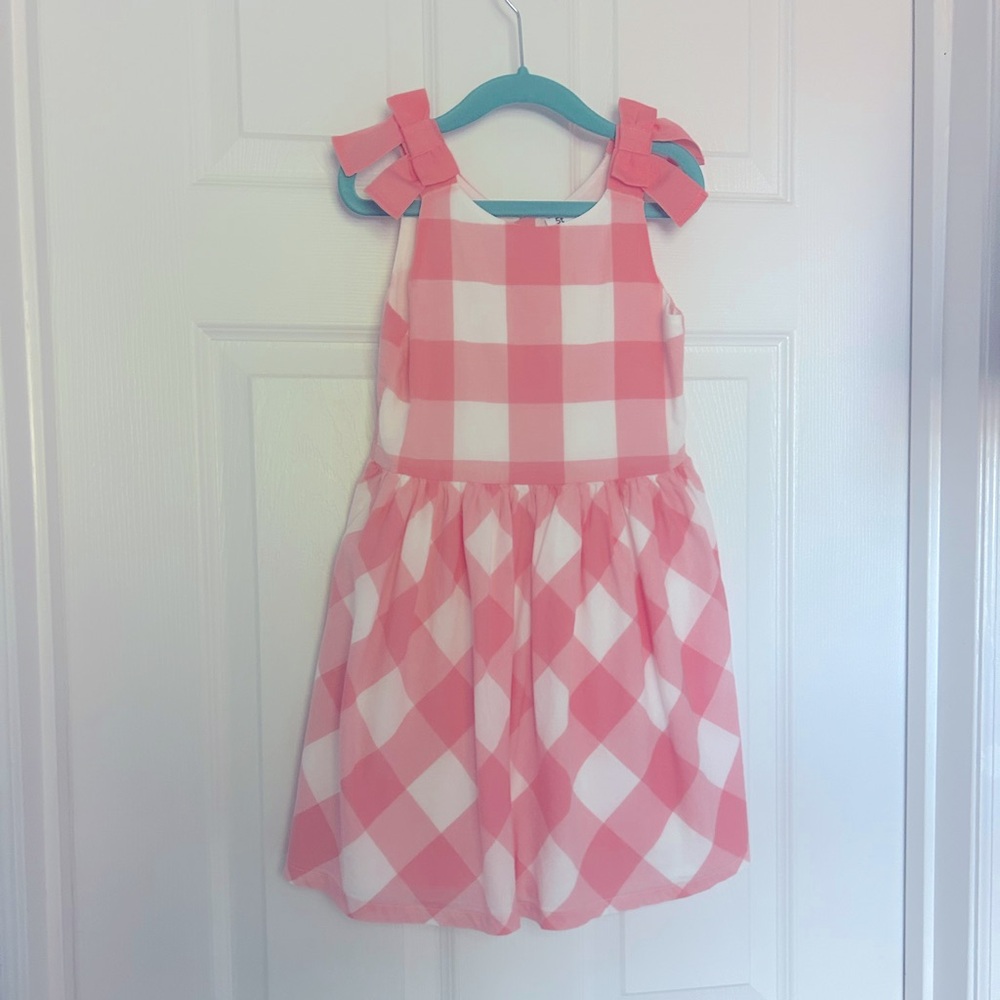 EUC Carter’s Pink Gingham Dress with Bow Sleeves